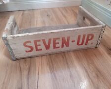 Antique 1950's Farmhouse Rustic 7up wooden crate box chippy paint shabby chic