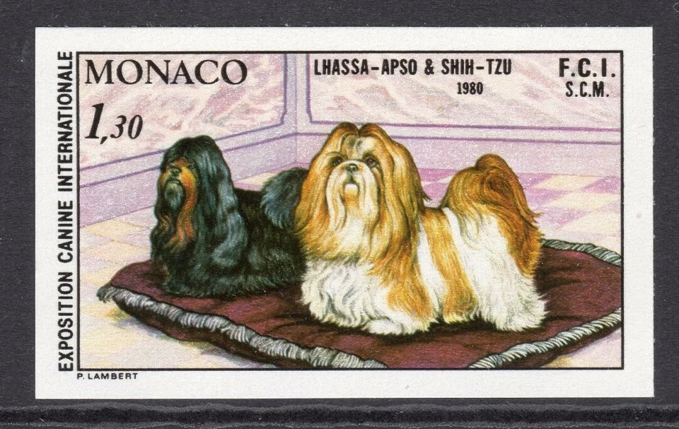 Monaco Scott #1235 (Y&T #1232a) en estado bastante bueno MNH 1980 Imperf Dog Show Lhasa Apso/Shih-Tzu Foto 1 de 1