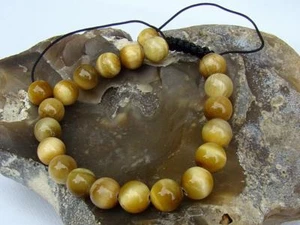 Men's TIGER EYE Shamballa Bracelet NATURAL Gemstone beads 10MM - Picture 1 of 3