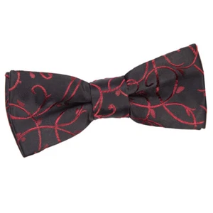 Black Burgundy Boys Bow Tie Woven Swirl Patterned Wedding Pre-Tied Bowtie by DQT - Picture 1 of 2