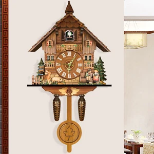 Cuckoo Singing Wall Clock Vintage Pendulum Home Living Room Wooden Art Decor NEW - Picture 1 of 18