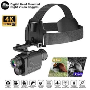 Night Vision Monocular Hunting Helmet FHD 4K Video Infrared Camera Headworn - Picture 1 of 25