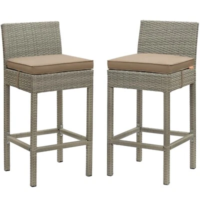 Modway Bar Stool Wicker Rattan Set of 2 - Image 1 of 4