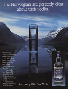 1986 Vintage Print Ad Vikin Fjord The Norwegians are perfectly clear vodka - Picture 1 of 2