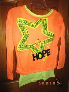 JUSTICE 3/4 log sleeves orange and yellow sweater in size16( girls) - Picture 1 of 12