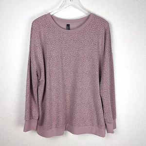 MONDETTA Women's Knit Shirt 2X Dusky Pink Leopard Loungewear Mob Wife Comfy - Picture 1 of 9