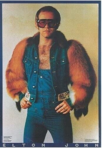 BRAND NEW POSTER ELTON JOHN Denim Fur Jacket Large Poster 1974 22" X 32" L@@K