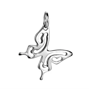 Magical Butterfly Outline Sterling Silver Minimalist Pendant Charm - Picture 1 of 2