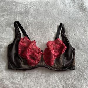 Excellent Adore Me Black Red Underwire Full Coverage Bra Size: 38H