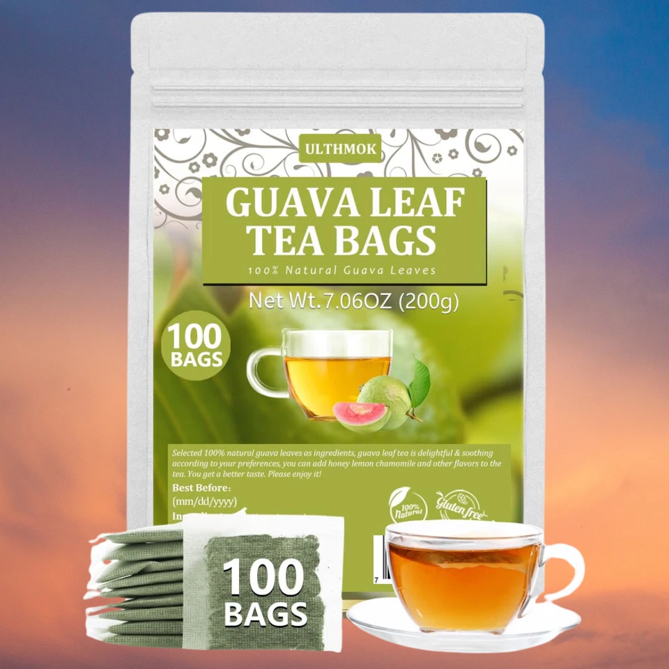 100 bolsas de té de hoja de guayaba hechas con hojas de guayaba 100 % naturales sin cafeína Foto 1 de 4