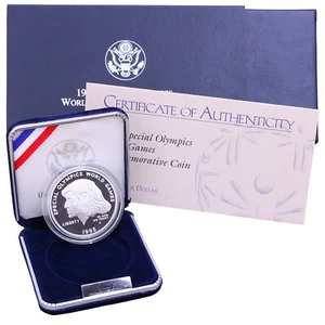 1995 P Special Olympics World Games Silver Proof Commemorative w/ Box & COA - Picture 1 of 4