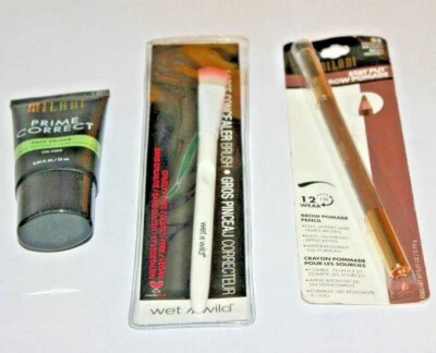 Milani Prime Correct Face Primer + Stay Put  Brow Pomade 03 & Brush Lot Of 3 New - Image 1 of 2