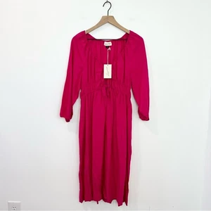 Universal Threads Damen Midikleid vorne zum Binden Puff 3/4 Ärmel rosa Größe Medium - Bild 1 von 6