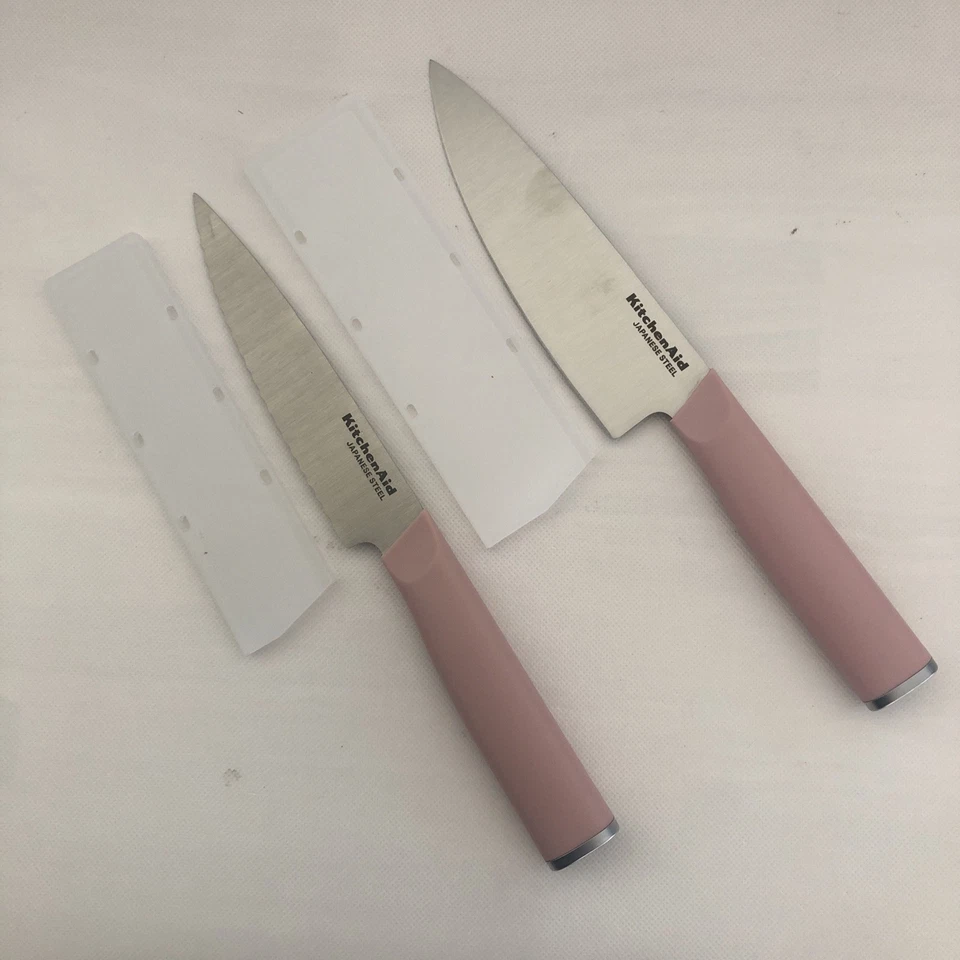 Nuevos cuchillos de chef y dentados Kitchenaid rosa seca HDRA rosa con cubiertas Foto 1 de 1