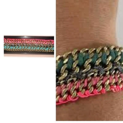 NEW Victoria's Secret Multicolor Woven Ribbon Chain Bracelet One Size - Image 1 of 4