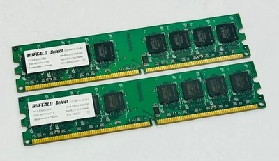 4GB Kit (2 x 2GB) Buffalo D2U667C-2G/BJ PC2-5300U 667MHz DDR2 Computer Memory - Image 1 of 3