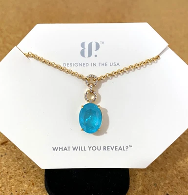 Collar BP Bomb Fiesta Laboratorio Aqua Cuarzo Cuarzo Genuino Chapado en Oro Rosa Nuevo con Etiquetas $138 Foto 1 de 4