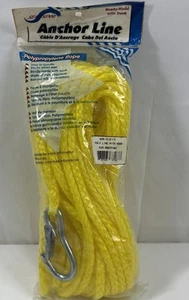 Vtg Sea-Sense Polypropylene Anchor Line With Snap 3/8in x 75ft, Yellow, New - Picture 1 of 9
