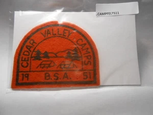 BOY SCOUTS FELT CAMP PATCH CEDAR VALLEY CAMPS 1951 MINNESOTA CAFT11 - Imagen 1 de 1