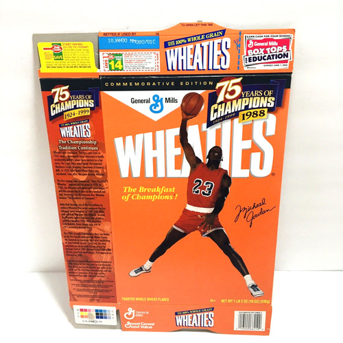 Michael Jordan anni '90 General Mills Wheaties scatola piatta cereali edizione commemorativa