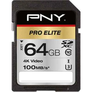 PNY Pro Elite SDXC Carte 64GB Class 10 UHS-I U3 100MB/S 4K - Photo 1 sur 2