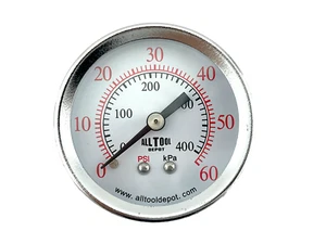 Air Pressure Gauge 2" Dial Center Back Mount 1/8"NPT - 0 to 60PSI - Picture 1 of 4