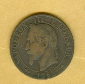 FRANCE 1863 BB FIVE CENTIMES--BETTER DATE--CIRCULATED - Picture 1 of 2