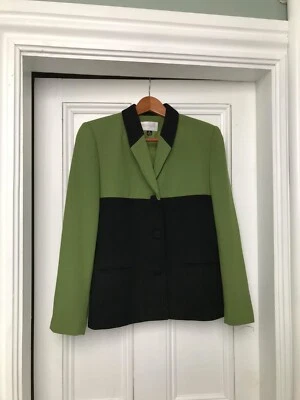 Blazer Preston & York para mujer talla 6 verde y negro liso mangas delanteras abiertas Foto 1 de 4