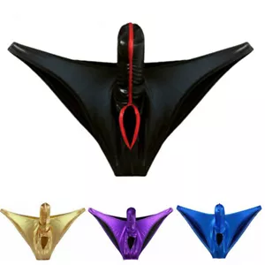 Sexy Herren Nasslook Lederhöschen geschlossen Penismantel Bikini Slips Unterhose - Bild 1 von 25