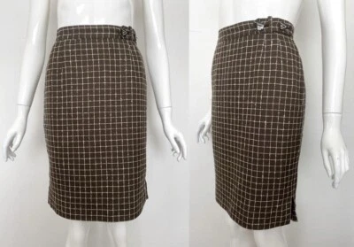 DE COLECCIÓN VALENTINO MISS V ITALIA MARRÓN SEDA VENTANA CUADROS FALDA LÁPIZ TALLA SM 40 6 Foto 1 de 4