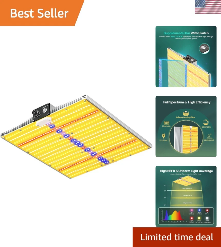 2025 Upgraded SH1200 Led Grow Light Dimmable Full Dimmable Silver