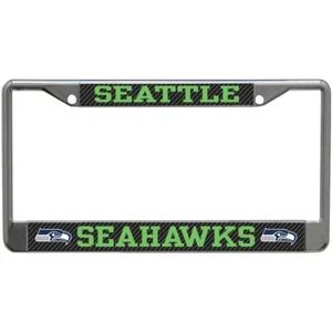 Seattle Seahawks Metal License Plate Frame - Carbon Fiber - Picture 1 of 1