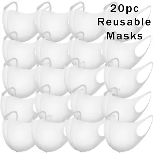 20 Stück Waschbare MASKEN mit 20 Stück FILTER ATMUNGSAKTIV ATEMSCHUTZMASKE Mode Weiß - Bild 1 von 7
