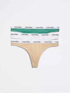 Calvin Klein Women's Carousel Logo Cotton Thong Panty 3 -Pack, Multicolor, M - Picture 1 of 4