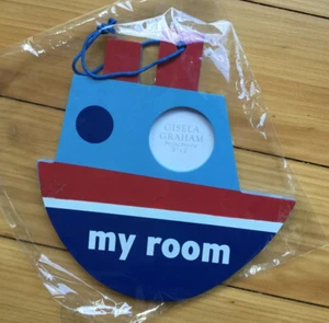Gisela Graham BNWT Wooden Boat Hanging Door Plaque Photo Xmas Gift Ship NEW ⭐️⭐️ - Picture 1 of 3