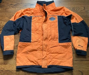 Harley Davidson Motorcycles Gore-Tex Mens Orange Black Rain Jacket Sz Medium - Picture 1 of 18