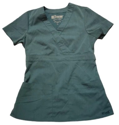Greys Anatomy Scrub Top Women's XS Green Pockets Uniform Short Sleeve Barco 2153 - Image 1 of 4