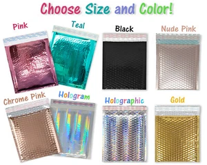 6x10, 8.5x12 METALLIC BUBBLE MAILERS, Glamour Padded Quality Shipping Envelopes  - Picture 1 of 87