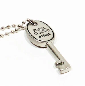 Fossil - Oval Classic Chrome Replacement Key Bag Charm on Chain - Picture 1 of 4