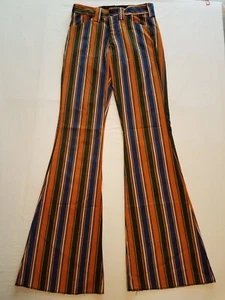 vintage JOKO FASHIONS Women's Mid Rise Multi Color Striped Bell Bottom Pants XS - Picture 1 of 13