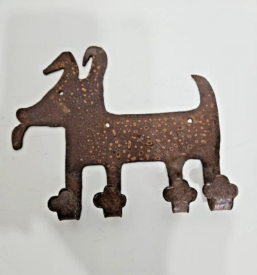 Dog Hanger Leash Holder Wall Key Rack 4 Paw-shaped Hooks Sm 7" Rustic Vintage - Image 1 of 4