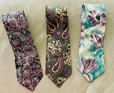 Lote de 3 corbatas florales para hombre The Mans Shop Lord & Taylor Collection The Kensington Foto 1 de 4