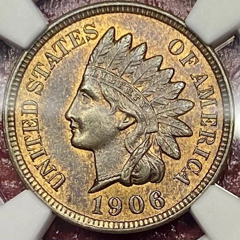 NGC MS-65 RED BROWN!  1906 INDIAN HEAD CENT Cover