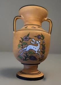 Greek Terracotta Handmade & Painted Vase or Urn 5.5” - Picture 1 of 7