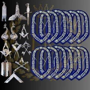 Juego de 12 collares de cadena + joyas Masonic Regalia Blue Lodge para todos los oficiales oferta - Imagen 1 de 3