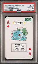 1996 POKEMON GREEN VERSION PLAYING CARDS 001 BULBASAUR Poker Nintendo PSA 10