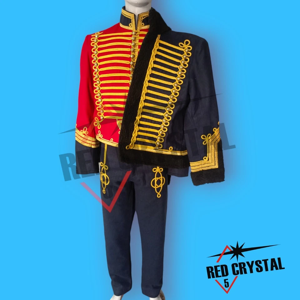 Uniforme de lana de húsar británico chaqueta roja + chaqueta negra + pantalón negro envío rápido Foto 1 de 4