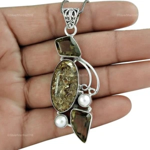 Oval Natural Agate Birthday Gift Pendant Jewellery Solid 925 Silver - Picture 1 of 4