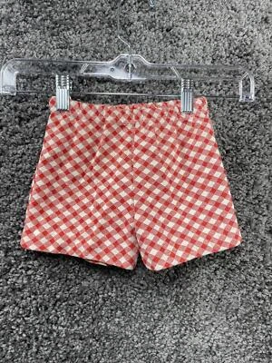 Pantalones Cortos Vintage Años 70 Gingham Health Tex Niños Unisex Rojo y Blanco A Cuadros Talla 4 Foto 1 de 4