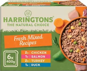 Harringtons Wet Dog Food - Hypoallergenic Chicken, Salmon, Turkey & Duck 6x400g - Picture 1 of 7